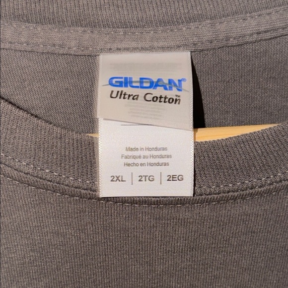 Gildan Ultra Cotton Gray Throw Happiness Long Sleeved T-Shirt - Picture 2 of 4